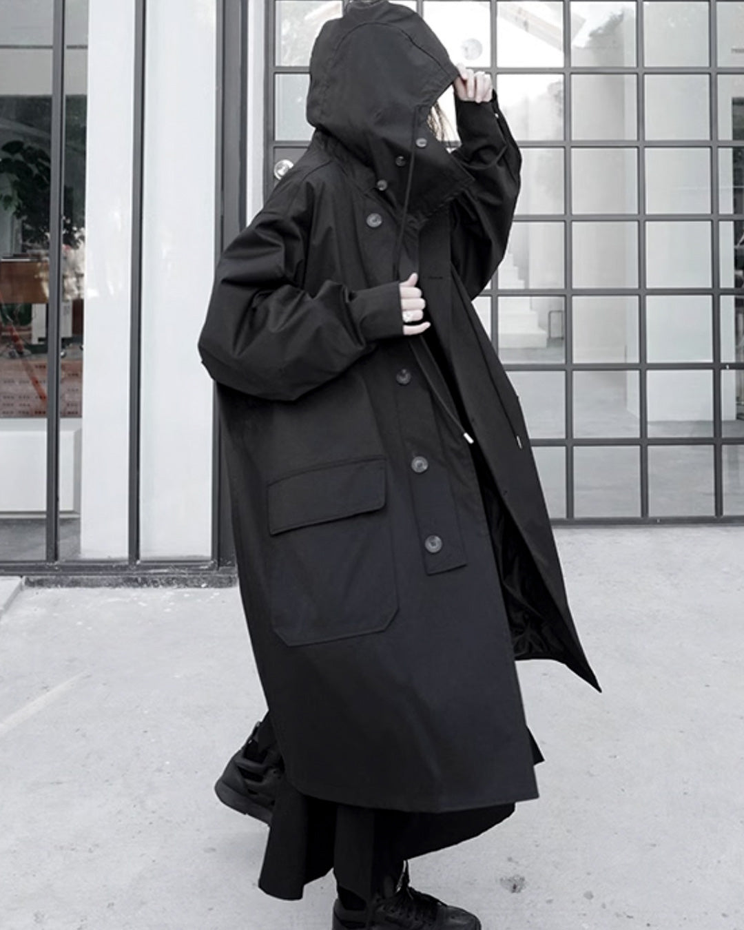 ♠♥BUTTON-UP HOODED COAT