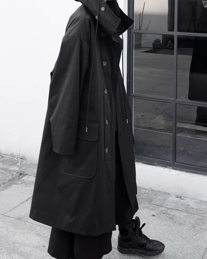 ♠♥BUTTON-UP HOODED COAT