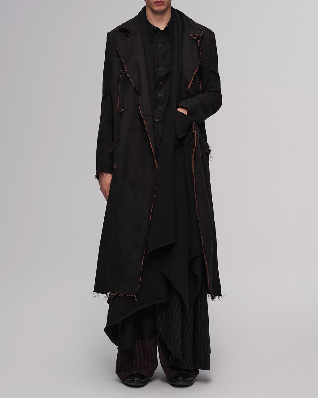 ♠♥RAW EDGE DISTRESSED LONG COAT