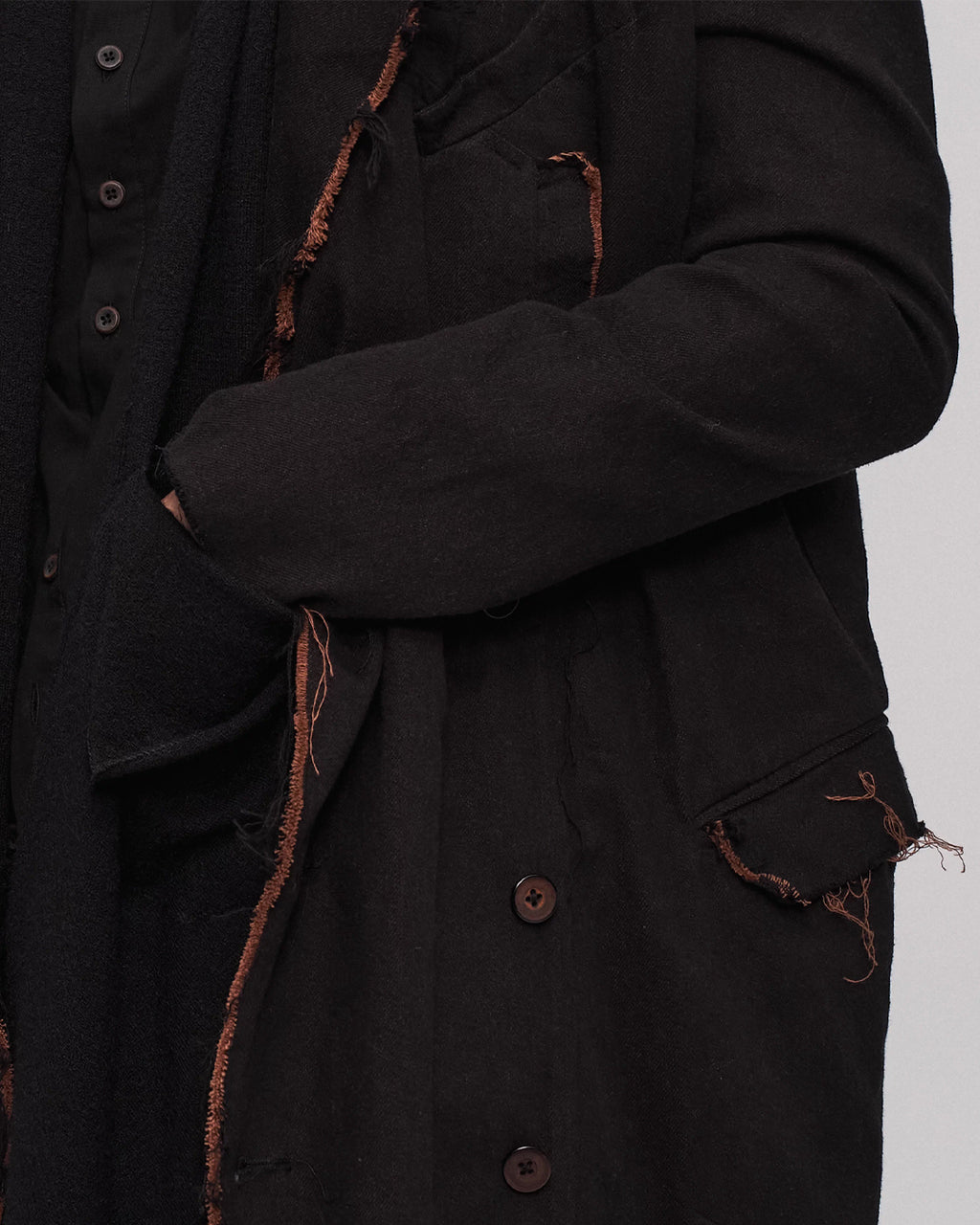 ♠♥RAW EDGE DISTRESSED LONG COAT