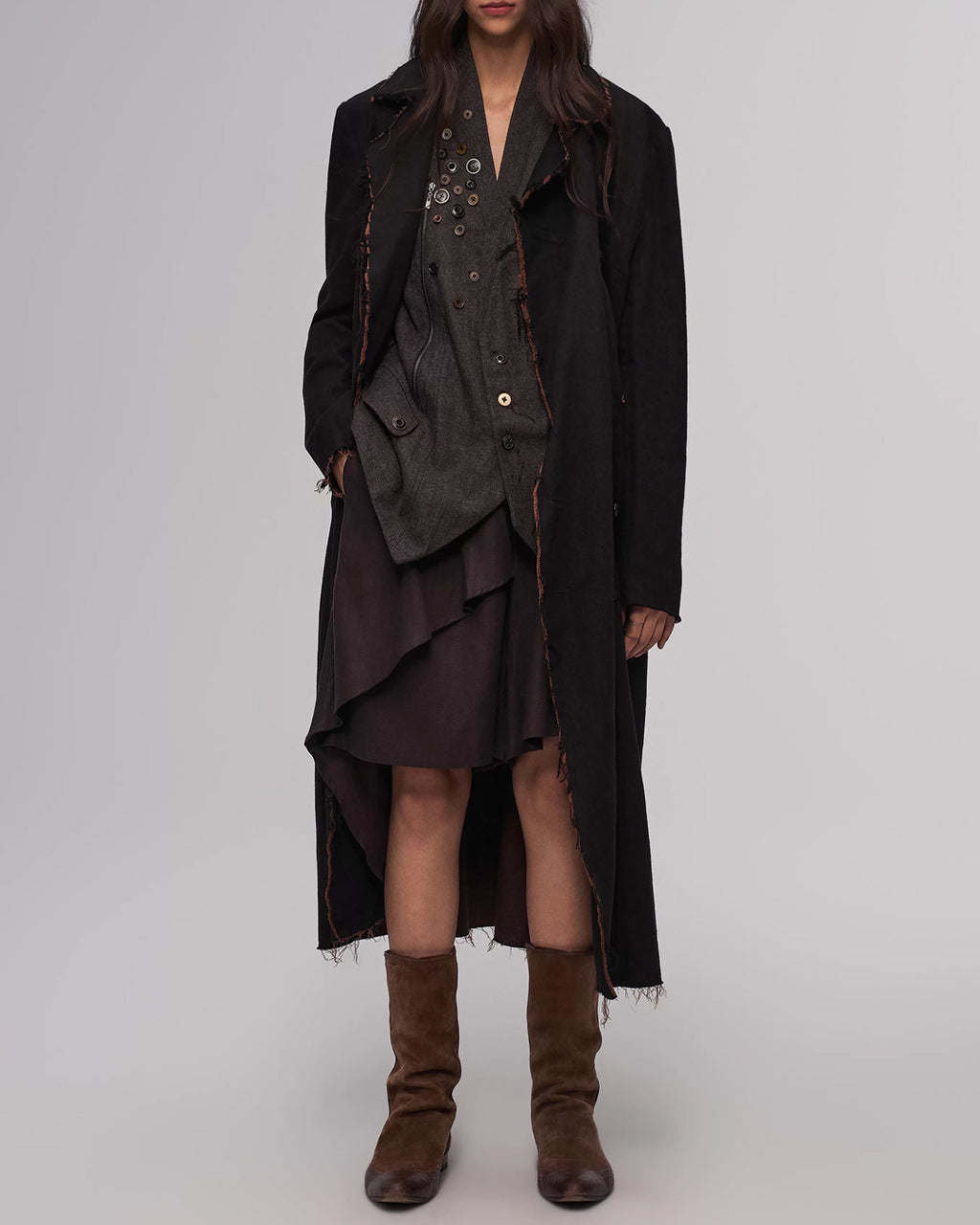 ♠♥RAW EDGE DISTRESSED LONG COAT