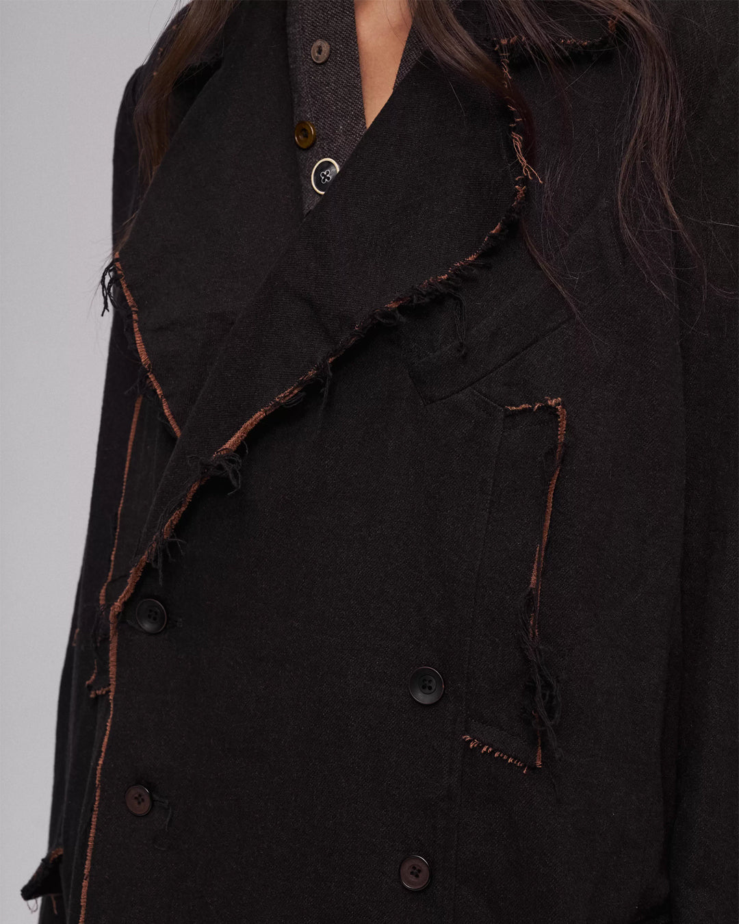 ♠♥RAW EDGE DISTRESSED LONG COAT