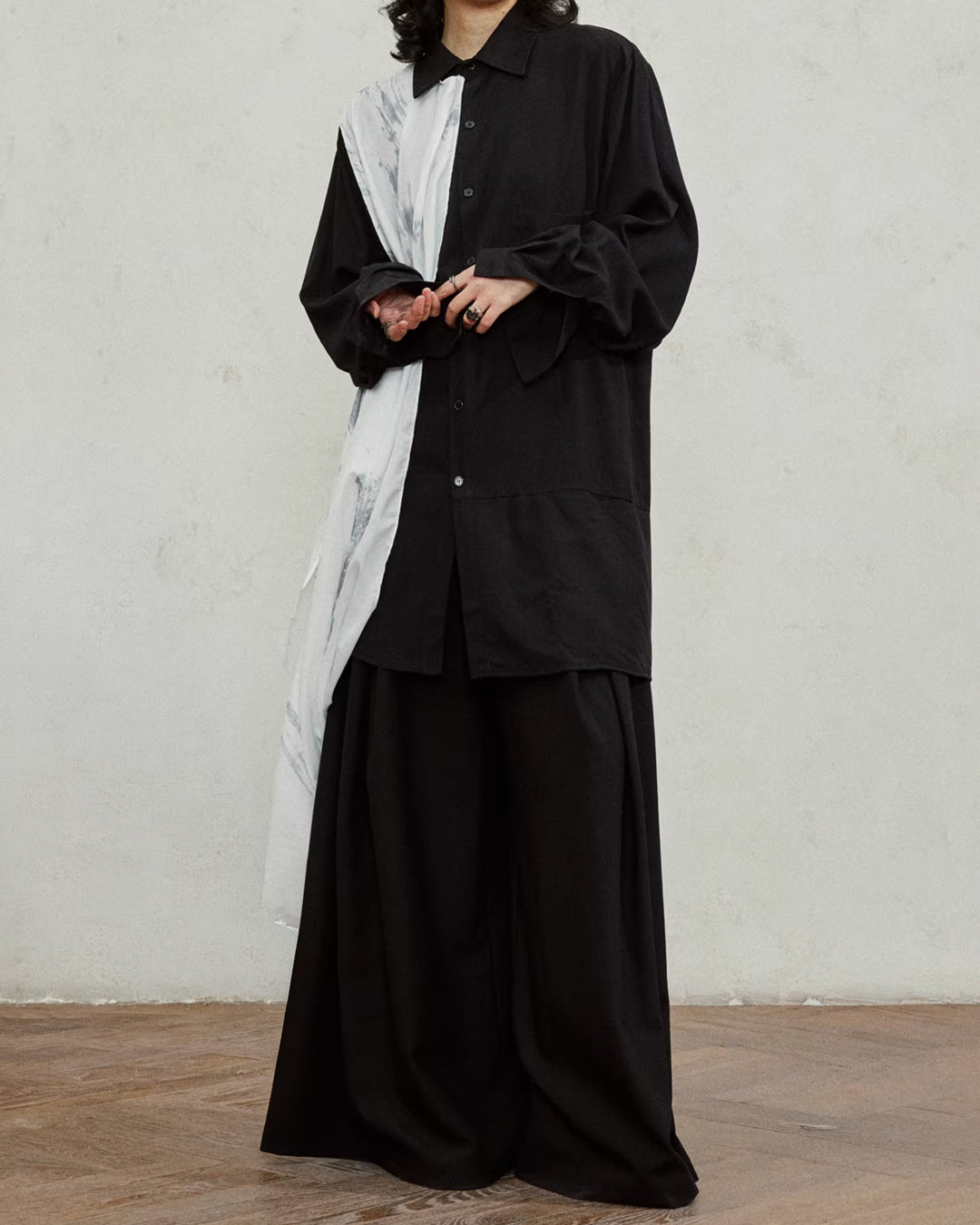 ♠INK-WASH DRAPE LONG SHIRT