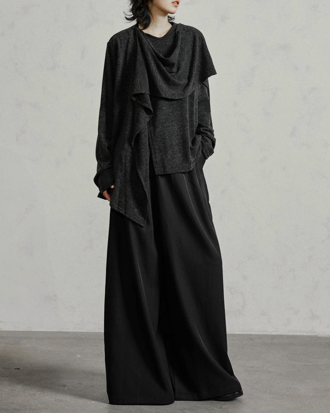 ♠♥ASYMMETRY DRAPE L-SLEEVE