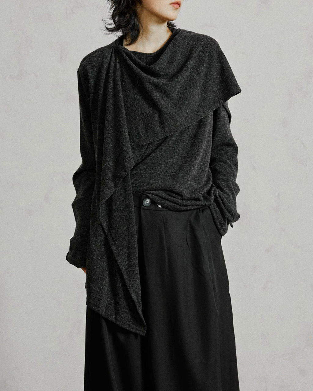 ♠♥ASYMMETRY DRAPE L-SLEEVE