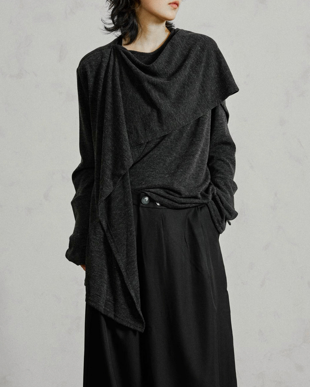 ♠♥ASYMMETRY DRAPE L-SLEEVE