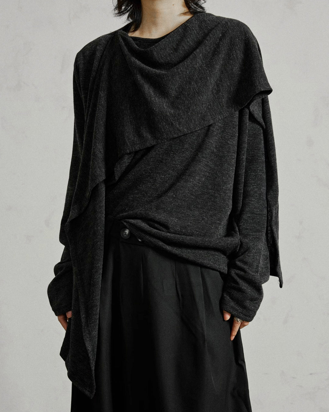 ♠♥ASYMMETRY DRAPE L-SLEEVE