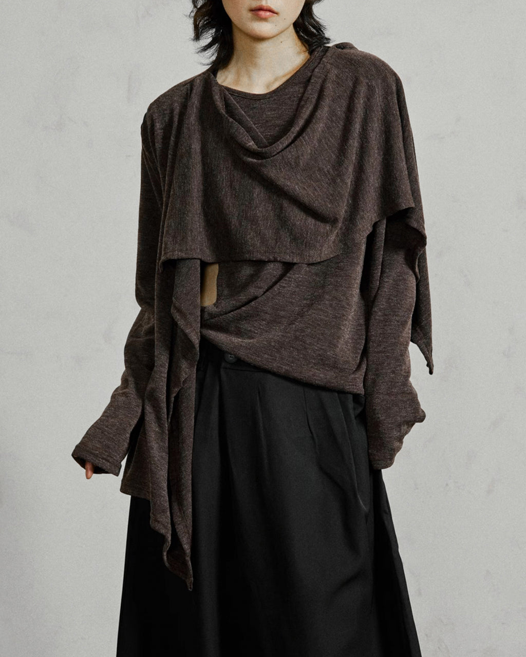 ♠♥ASYMMETRY DRAPE L-SLEEVE