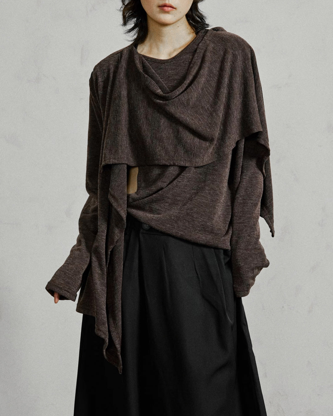 ♠♥ASYMMETRY DRAPE L-SLEEVE