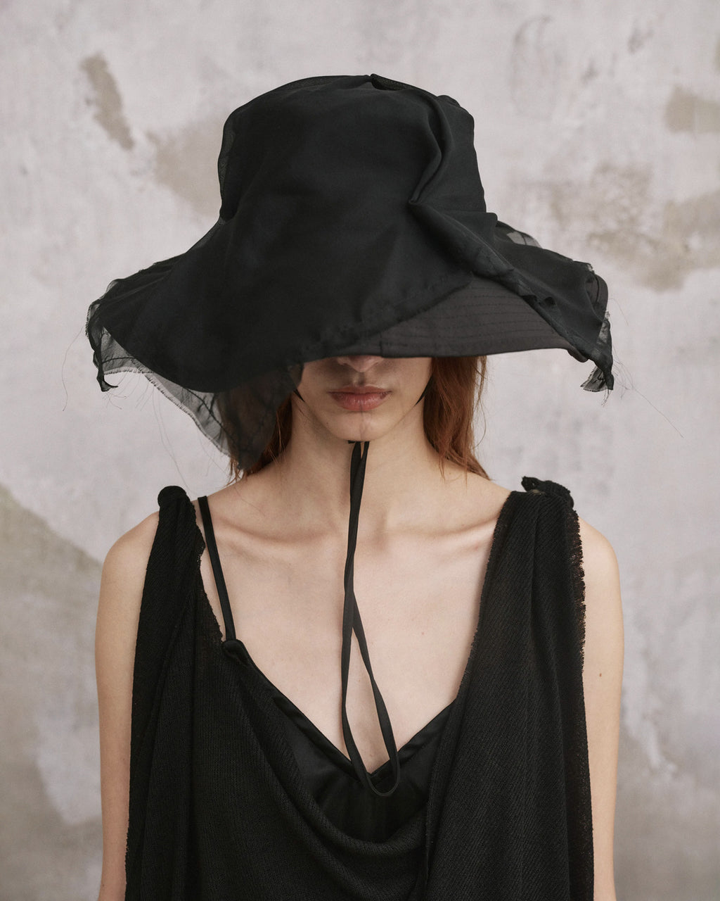 ♠♥DRAPED VEIL WIDE BRIM HAT