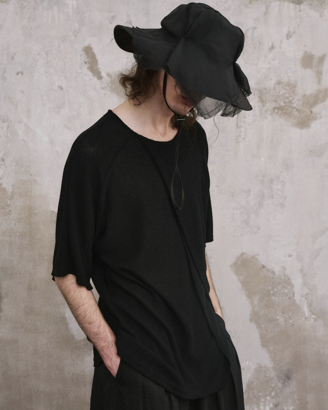 ♠♥DRAPED VEIL WIDE BRIM HAT