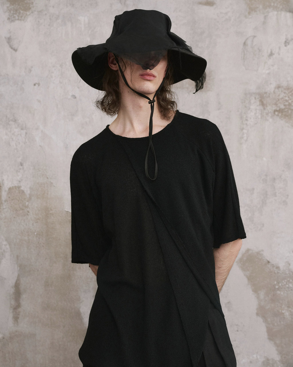 ♠♥DRAPED VEIL WIDE BRIM HAT