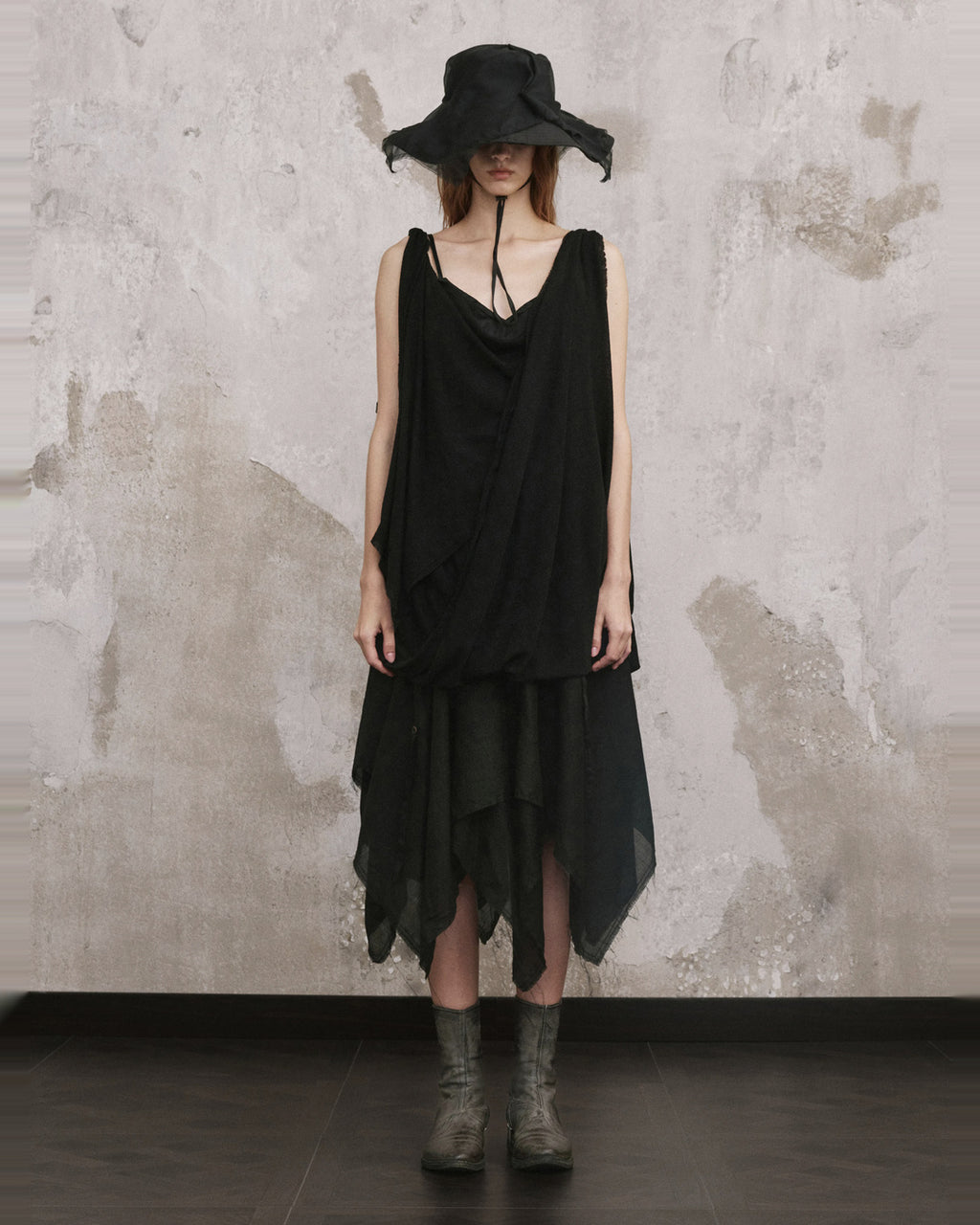 ♠♥DRAPED VEIL WIDE BRIM HAT