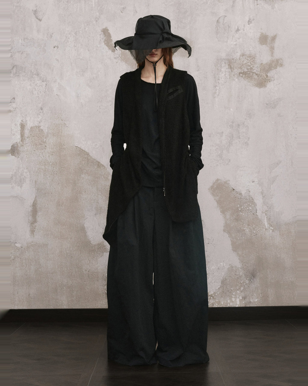 ♠♥DRAPED VEIL WIDE BRIM HAT