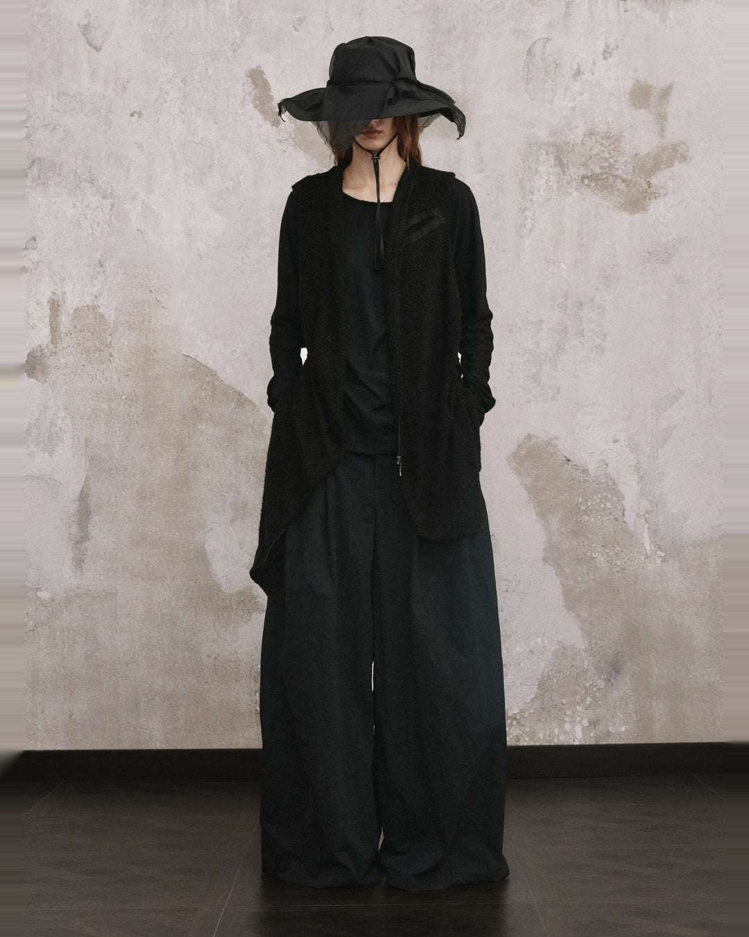 ♠♥DRAPED VEIL WIDE BRIM HAT