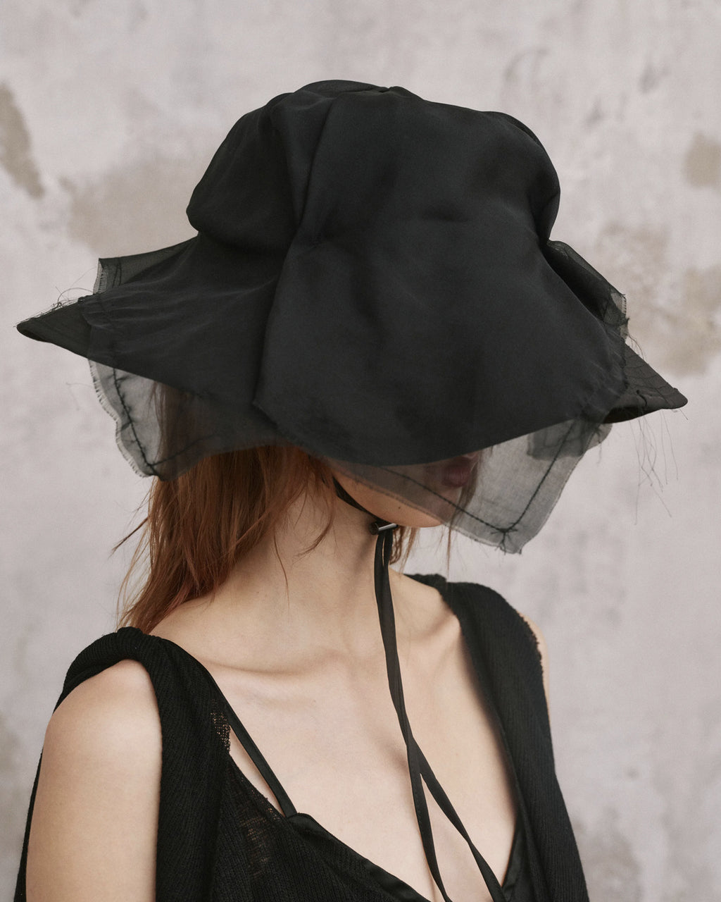 ♠♥DRAPED VEIL WIDE BRIM HAT