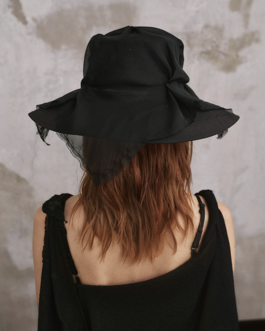 ♠♥DRAPED VEIL WIDE BRIM HAT