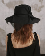 ♠♥DRAPED VEIL WIDE BRIM HAT