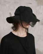 ♠♥DRAPED VEIL WIDE BRIM HAT