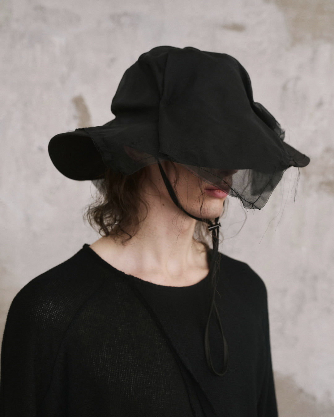 ♠♥DRAPED VEIL WIDE BRIM HAT