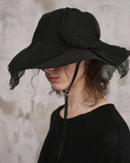 ♠♥DRAPED VEIL WIDE BRIM HAT