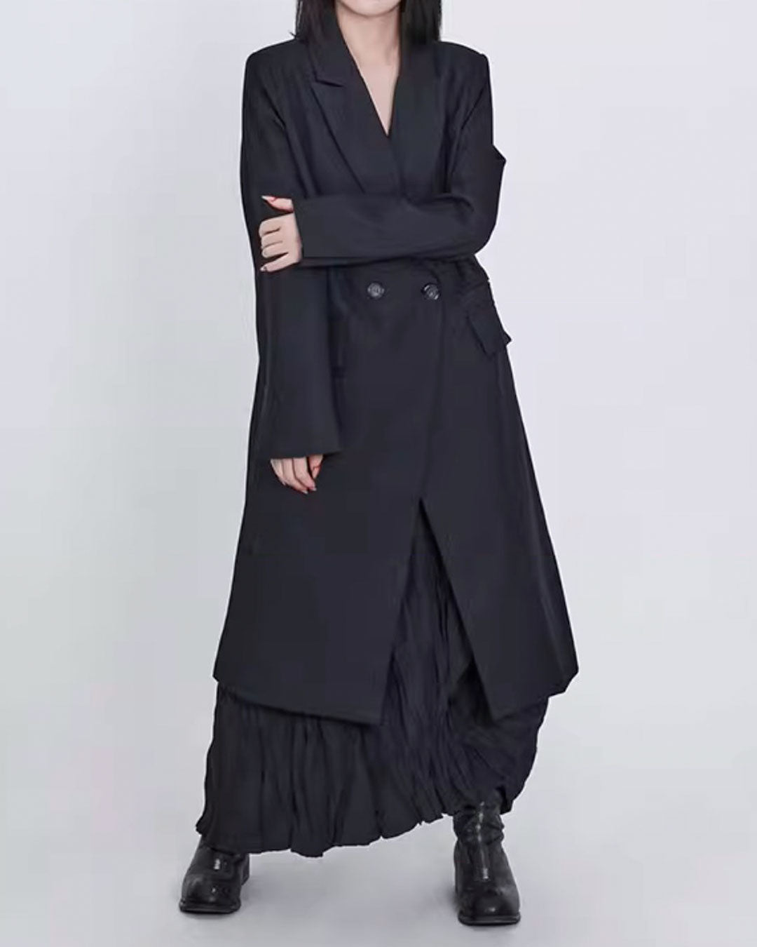 ♥NOTCHED LAPEL LONG JACKET