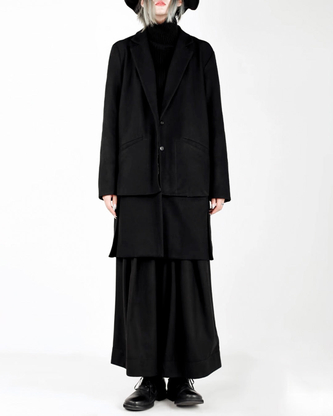 Black 2000s Fake Two Piece Long Sleeve Knits main image 0