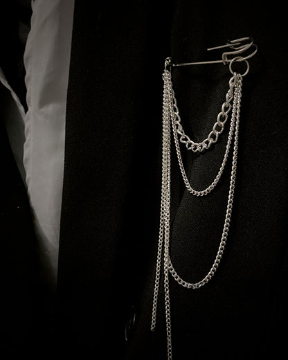 ♠♥SILVER CHAIN BROOCH