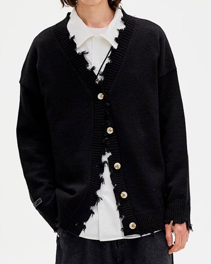 ♠♥DAMAGE KNITTED CARDIGAN