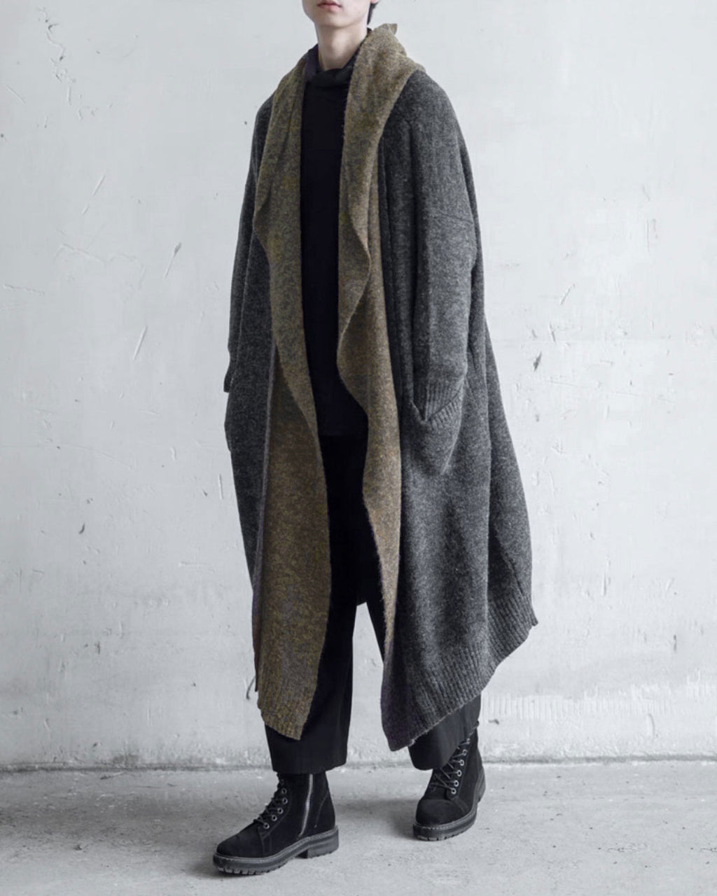 ♠♥CONTRAST COLOR LONG KNIT CARDIGAN