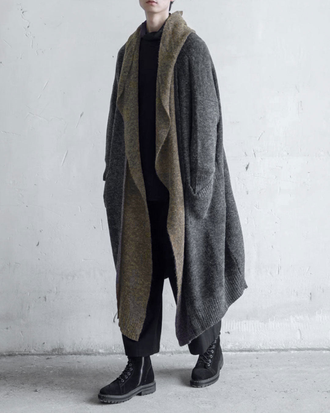 ♠♥CONTRAST COLOR LONG KNIT CARDIGAN