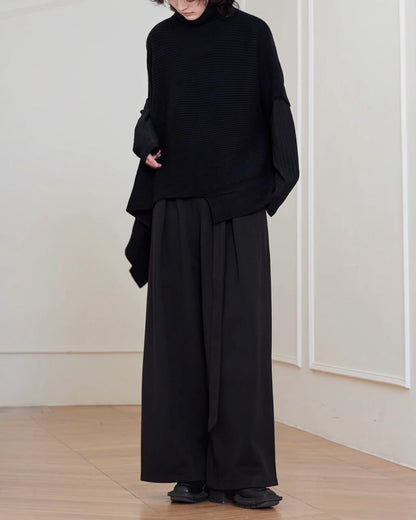 ♠♥ASYMMETRY PANELLED PULLOVER KNIT