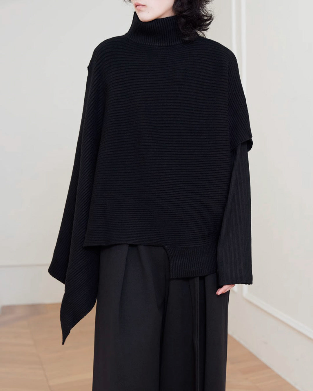 ♠♥ASYMMETRY PANELLED PULLOVER KNIT