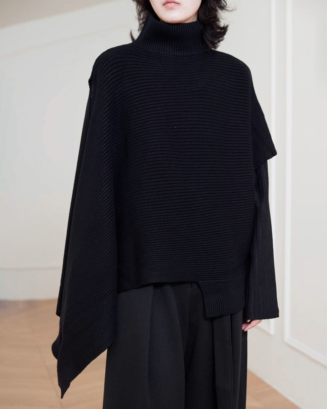 ♠♥ASYMMETRY PANELLED PULLOVER KNIT