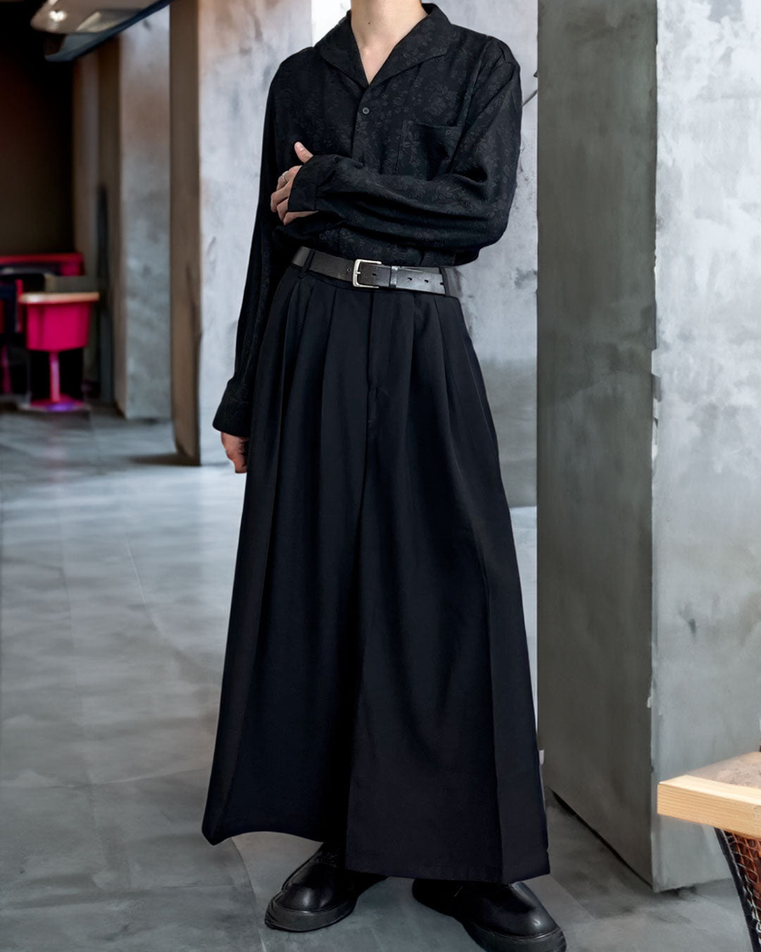 ♤♥WIDE FLARE PANTS – Black Gravity