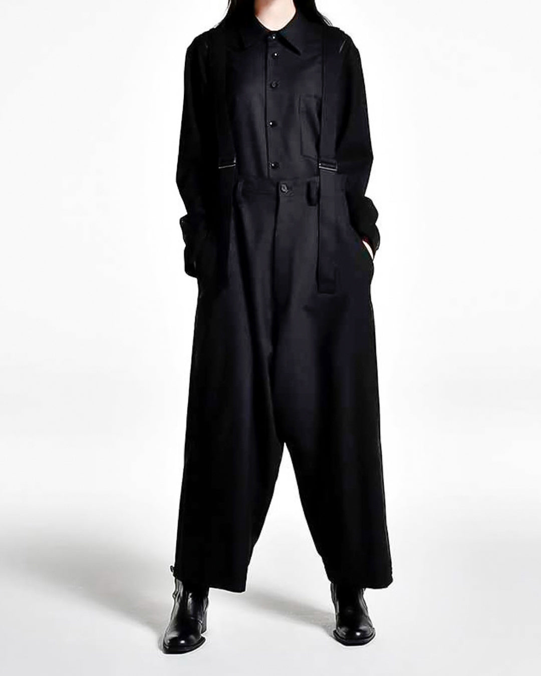 ♤♥SUSPENDER WIDE PANTS – Black Gravity