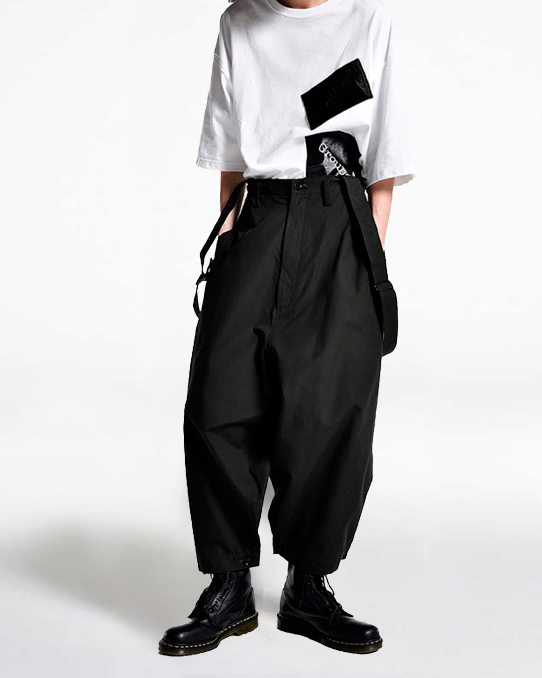 ♤♥SUSPENDER WIDE PANTS – Black Gravity