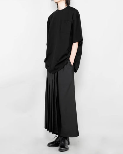 ♠♥ ONE SIDE PLEATS WIDE PANTS