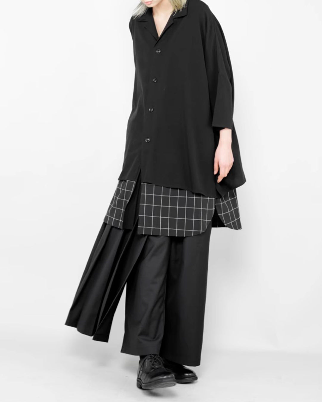 ♠♥ ONE SIDE PLEATS WIDE PANTS