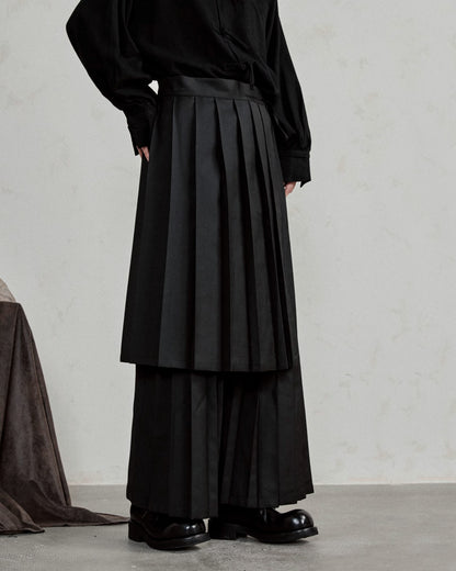 ♠♥ ATTACHING ONE SIDE PLEATS WIDE PANTS