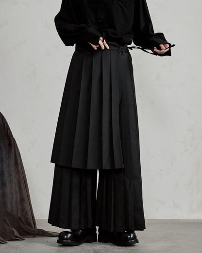 ♠♥ ATTACHING ONE SIDE PLEATS WIDE PANTS