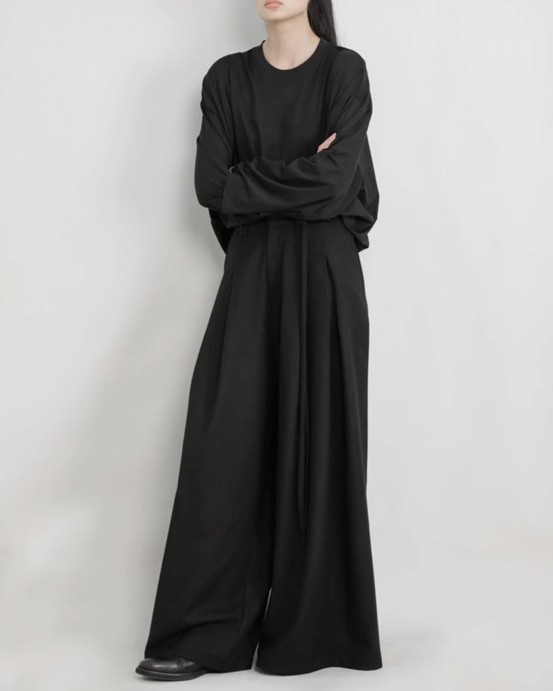 ♠♥WAIST CORD DRAPED WIDE PANTS
