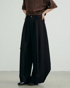 ♠♥ CURVED WIDE TUCK PANTS