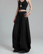 ♠♥ CURVED WIDE TUCK PANTS