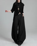 ♠♥ CURVED WIDE TUCK PANTS