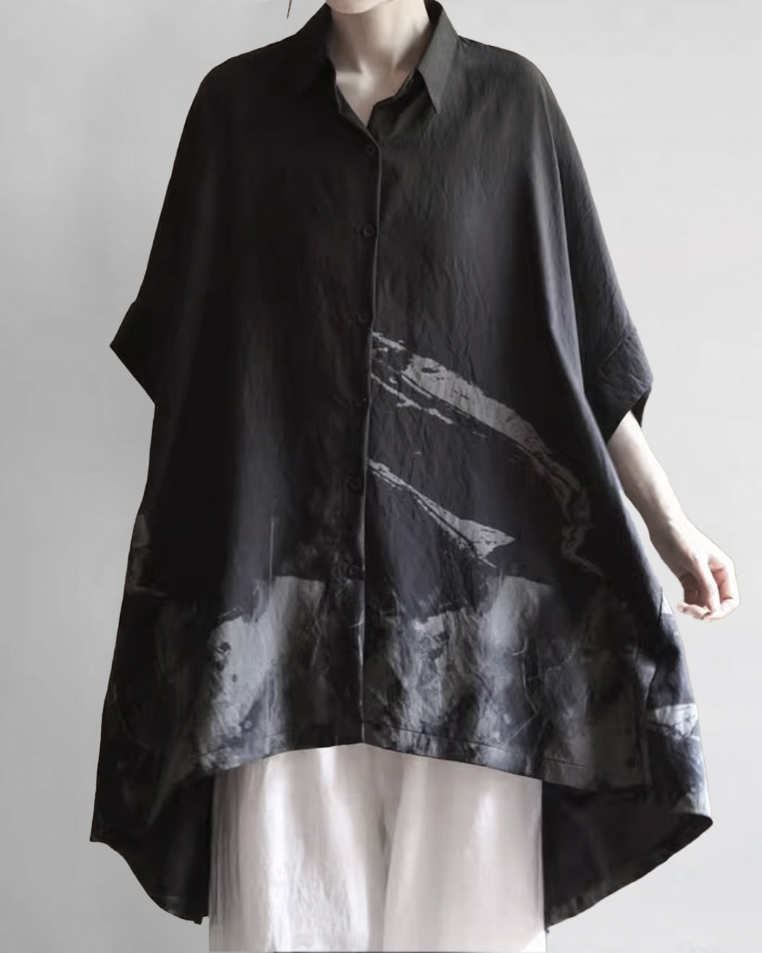 ♠♥PRINTED HALF SLEEVE LONG SHIRT