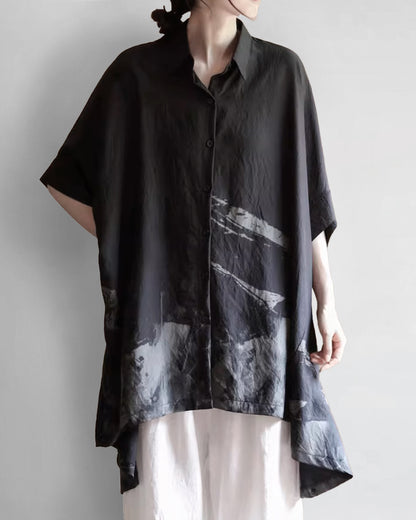 ♠♥PRINTED HALF SLEEVE LONG SHIRT