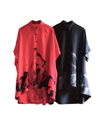 ♠♥PRINTED HALF SLEEVE LONG SHIRT