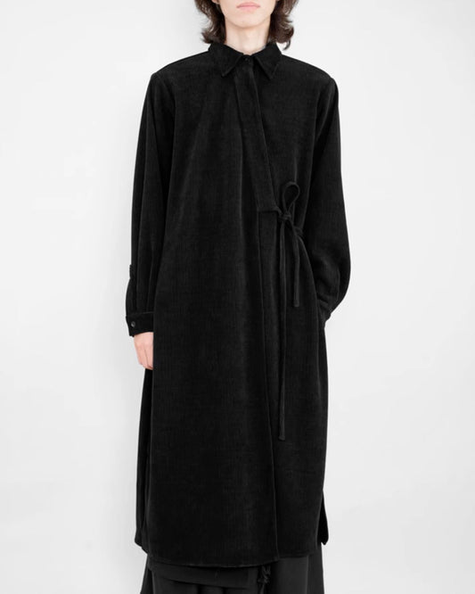 ♠♥VELOURS SHIRT WITH GOWN-STYLE CLOSURE