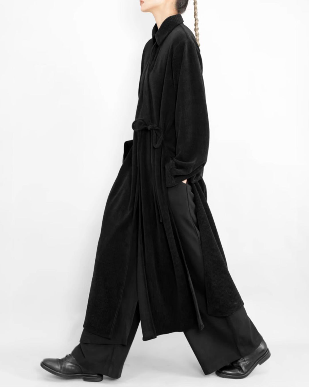 ♠♥VELOURS SHIRT WITH GOWN-STYLE CLOSURE